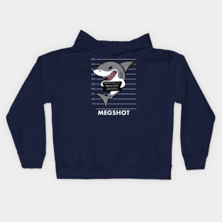 Funny Cute Mean Prehistoric Predator Shark Megalodon Summer Mugshot Cartoon Kids Hoodie